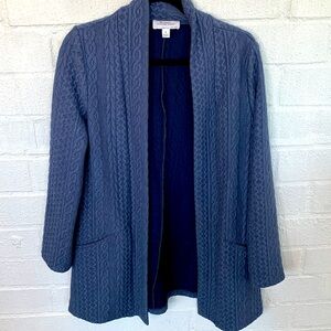 The Vermont Country Store Blue Long Duster Open Front Pocket Sweater size M